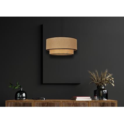 Duolla - Candeeiro suspenso BOHO 1xE27/15W/230V diâmetro 45 cm bege/vime