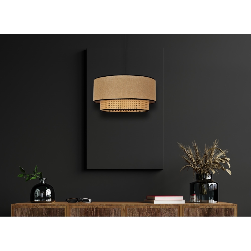 Duolla - Candeeiro suspenso BOHO 1xE27/15W/230V diâmetro 45 cm bege/vime