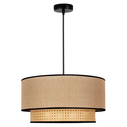 Duolla - Candeeiro suspenso BOHO 1xE27/15W/230V diâmetro 45 cm bege/vime