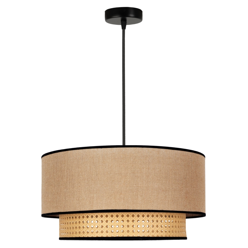 Duolla - Candeeiro suspenso BOHO 1xE27/15W/230V diâmetro 45 cm bege/vime