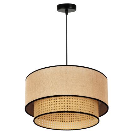 Duolla - Candeeiro suspenso BOHO 1xE27/15W/230V diâmetro 45 cm bege/vime