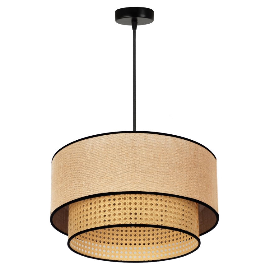 Duolla - Candeeiro suspenso BOHO 1xE27/15W/230V diâmetro 45 cm bege/vime