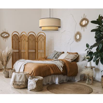 Duolla - Candeeiro suspenso BOHO 1xE27/15W/230V diâmetro 45 cm bege/vime