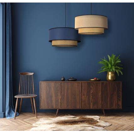 Duolla - Candeeiro suspenso BOHO 1xE27/15W/230V diâmetro 45 cm bege/vime
