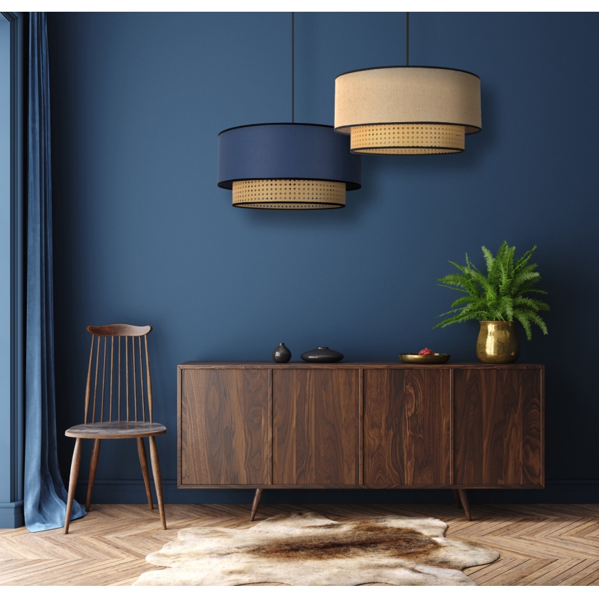Duolla - Candeeiro suspenso BOHO 1xE27/15W/230V diâmetro 45 cm bege/vime