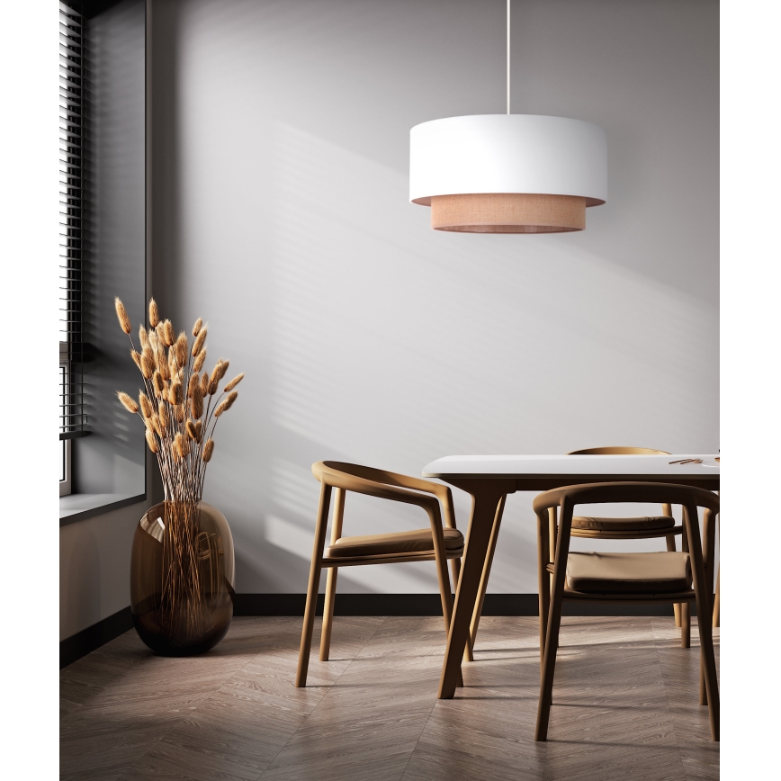 Duolla - Candeeiro suspenso BOHO 1xE27/15W/230V diâmetro 45 cm branco/castanho