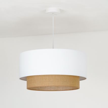 Duolla - Candeeiro suspenso BOHO 1xE27/15W/230V diâmetro 45 cm branco/castanho