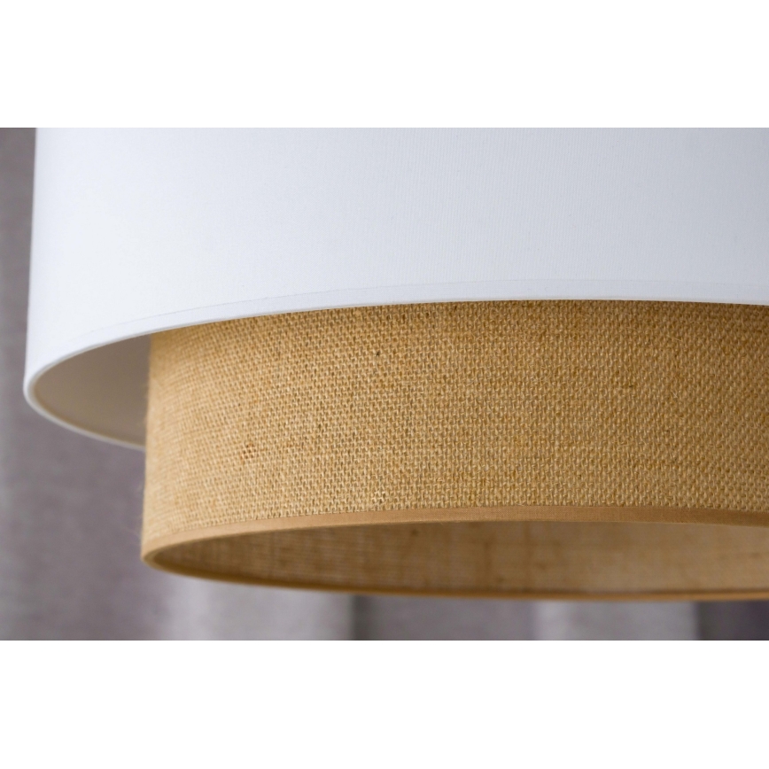 Duolla - Candeeiro suspenso BOHO 1xE27/15W/230V diâmetro 45 cm branco/castanho