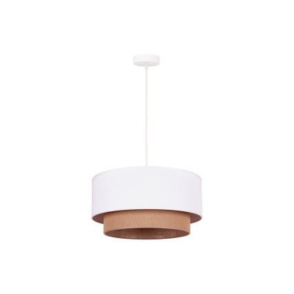 Duolla - Candeeiro suspenso BOHO 1xE27/15W/230V diâmetro 45 cm branco/castanho