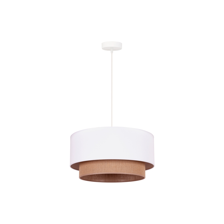 Duolla - Candeeiro suspenso BOHO 1xE27/15W/230V diâmetro 45 cm branco/castanho