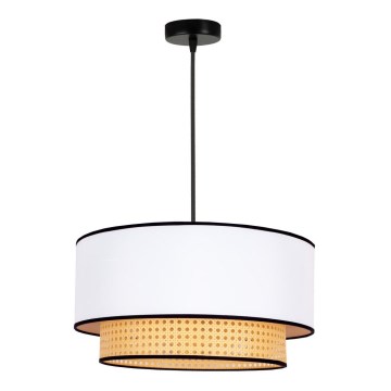 Duolla - Candeeiro suspenso BOHO 1xE27/15W/230V diâmetro 45 cm branco/vime