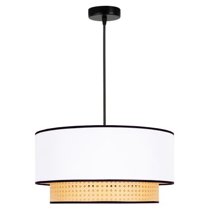 Duolla - Candeeiro suspenso BOHO 1xE27/15W/230V diâmetro 45 cm branco/vime