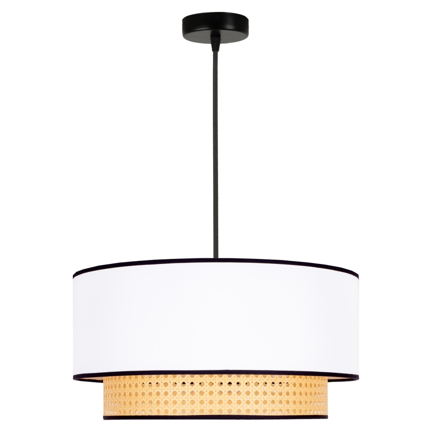 Duolla - Candeeiro suspenso BOHO 1xE27/15W/230V diâmetro 45 cm branco/vime