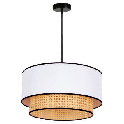 Duolla - Candeeiro suspenso BOHO 1xE27/15W/230V diâmetro 45 cm branco/vime