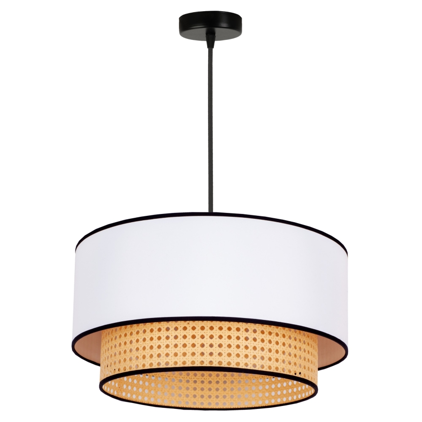 Duolla - Candeeiro suspenso BOHO 1xE27/15W/230V diâmetro 45 cm branco/vime