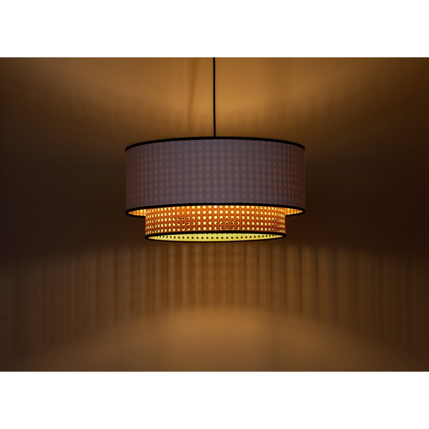 Duolla - Candeeiro suspenso BOHO 1xE27/15W/230V diâmetro 45 cm branco/vime