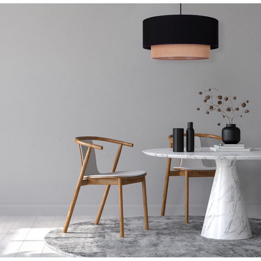 Duolla - Candeeiro suspenso BOHO 1xE27/15W/230V diâmetro 45 cm preto/castanho