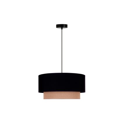 Duolla - Candeeiro suspenso BOHO 1xE27/15W/230V diâmetro 45 cm preto/castanho