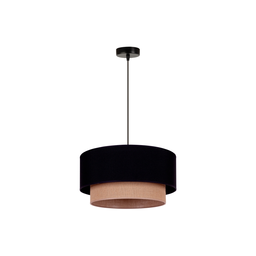 Duolla - Candeeiro suspenso BOHO 1xE27/15W/230V diâmetro 45 cm preto/castanho