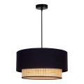 Duolla - Candeeiro suspenso BOHO 1xE27/15W/230V diâmetro 45 cm preto/vime