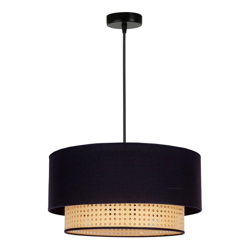 Duolla - Candeeiro suspenso BOHO 1xE27/15W/230V diâmetro 45 cm preto/vime
