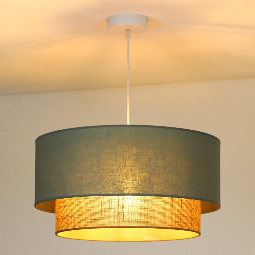 Duolla - Candeeiro suspenso BOHO 1xE27/15W/230V diâmetro 45 cm verde/castanho