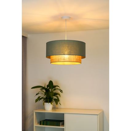 Duolla - Candeeiro suspenso BOHO 1xE27/15W/230V diâmetro 45 cm verde/castanho