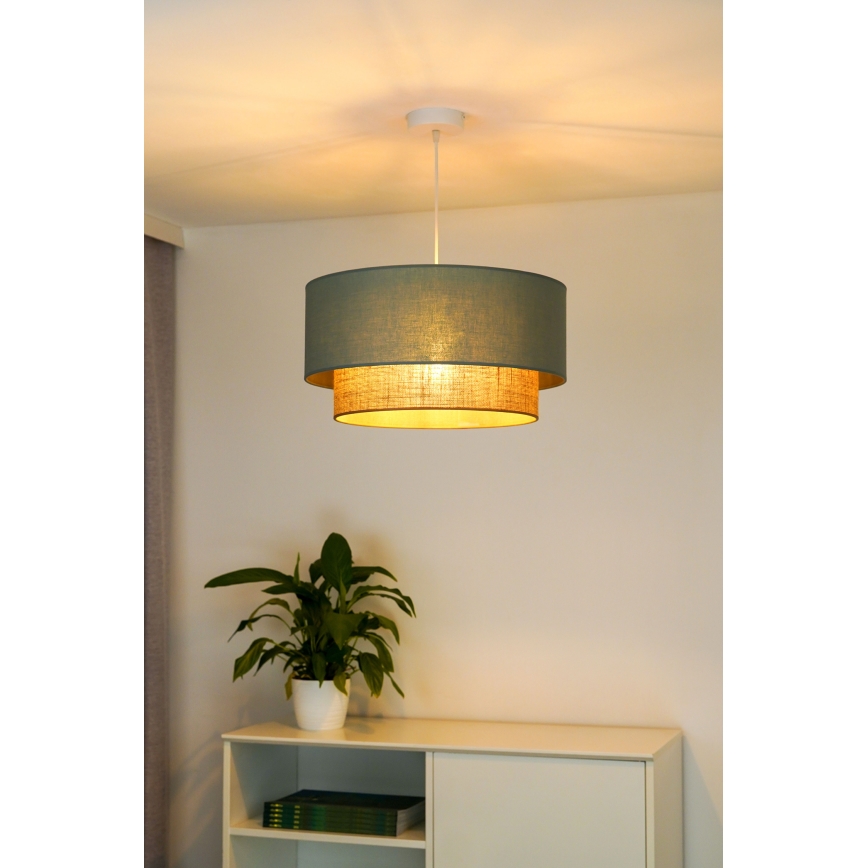 Duolla - Candeeiro suspenso BOHO 1xE27/15W/230V diâmetro 45 cm verde/castanho