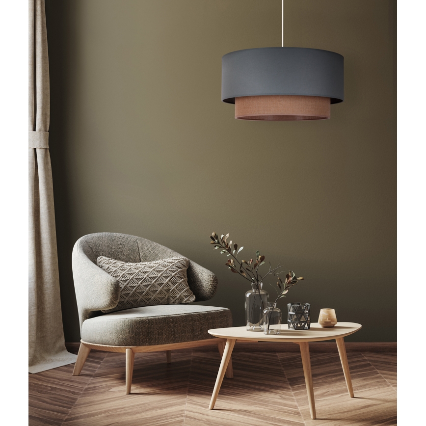 Duolla - Candeeiro suspenso BOHO 1xE27/15W/230V diâmetro 45 cm verde/castanho