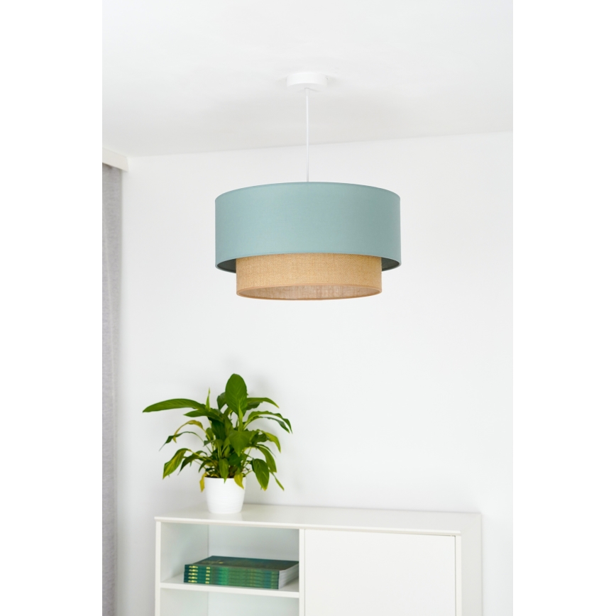 Duolla - Candeeiro suspenso BOHO 1xE27/15W/230V diâmetro 45 cm verde/castanho