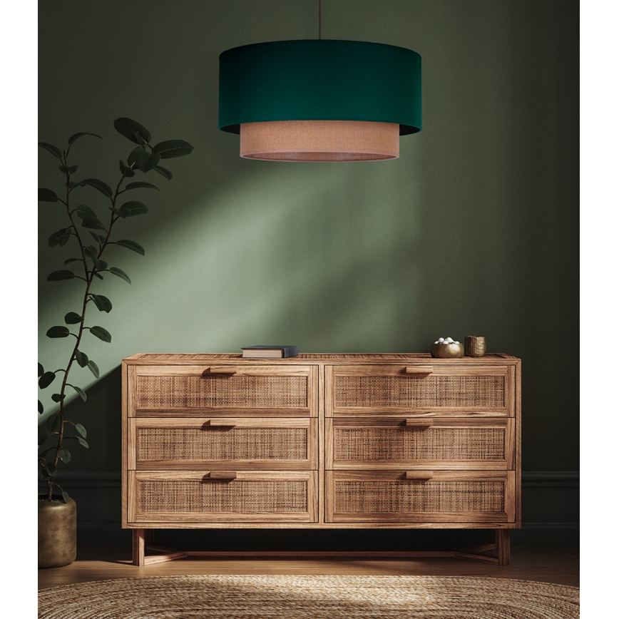 Duolla - Candeeiro suspenso BOHO 1xE27/15W/230V diâmetro 45 cm verde/castanho