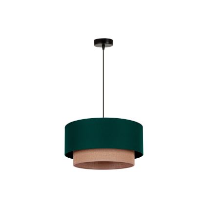 Duolla - Candeeiro suspenso BOHO 1xE27/15W/230V diâmetro 45 cm verde/castanho