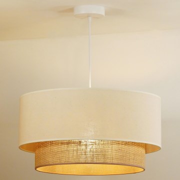 Duolla - Candeeiro suspenso BOHO 1xE27/40W/230V diâmetro 45 cm creme/castanho