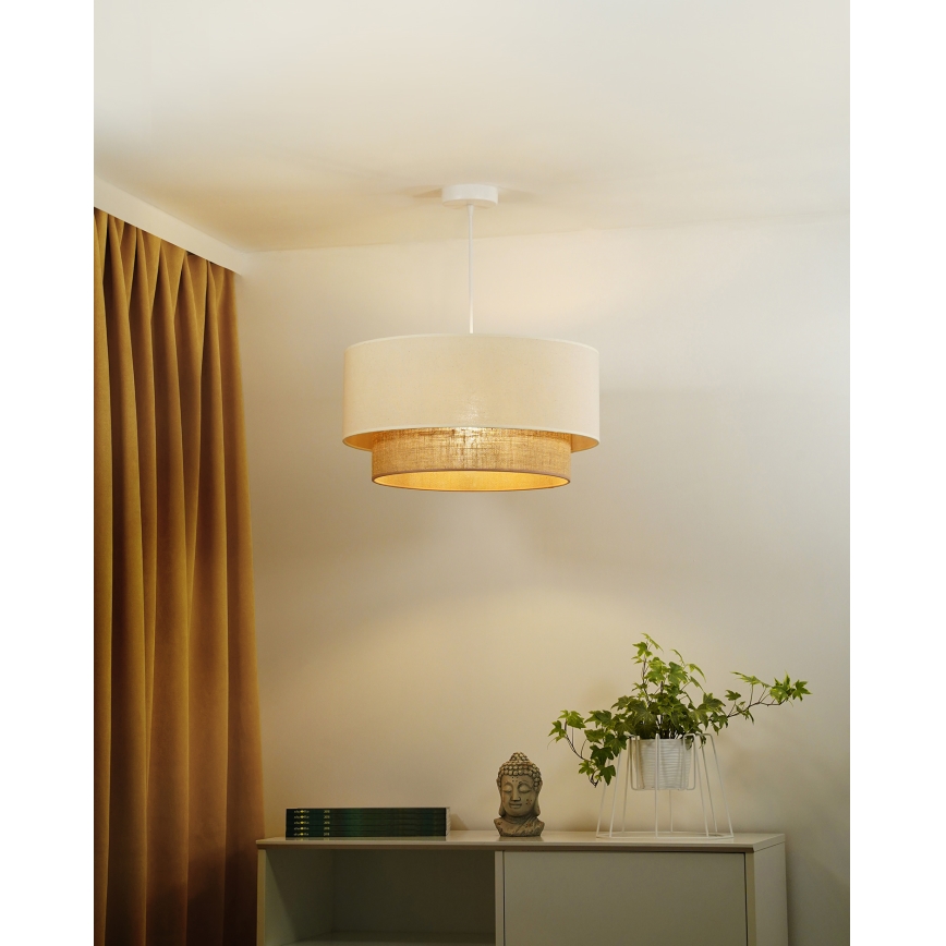 Duolla - Candeeiro suspenso BOHO 1xE27/40W/230V diâmetro 45 cm creme/castanho
