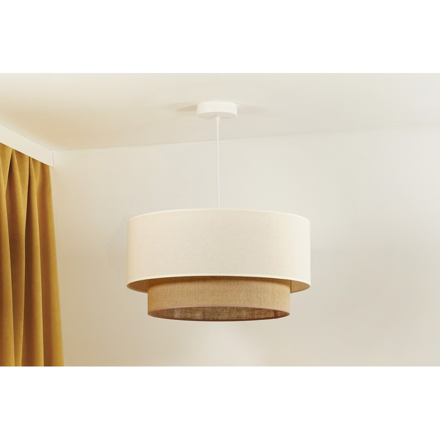 Duolla - Candeeiro suspenso BOHO 1xE27/40W/230V diâmetro 45 cm creme/castanho