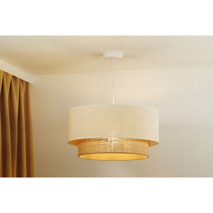 Duolla - Candeeiro suspenso BOHO 1xE27/40W/230V diâmetro 45 cm creme/castanho