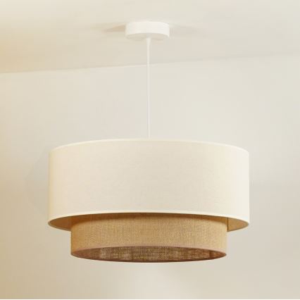 Duolla - Candeeiro suspenso BOHO 1xE27/40W/230V diâmetro 45 cm creme/castanho