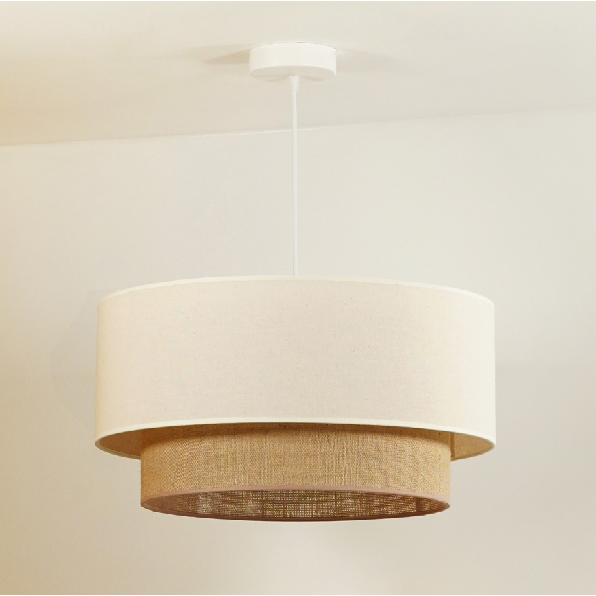 Duolla - Candeeiro suspenso BOHO 1xE27/40W/230V diâmetro 45 cm creme/castanho