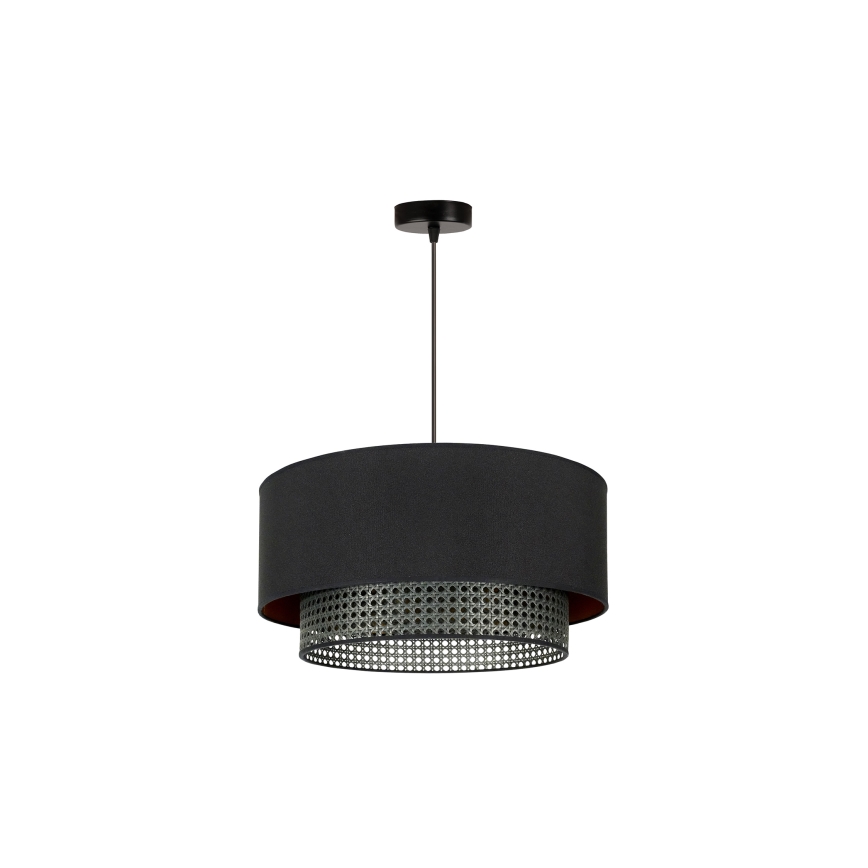 Duolla - Candeeiro suspenso BOHO RATTAN 1xE27/15W/230V diâmetro 45 cm preto
