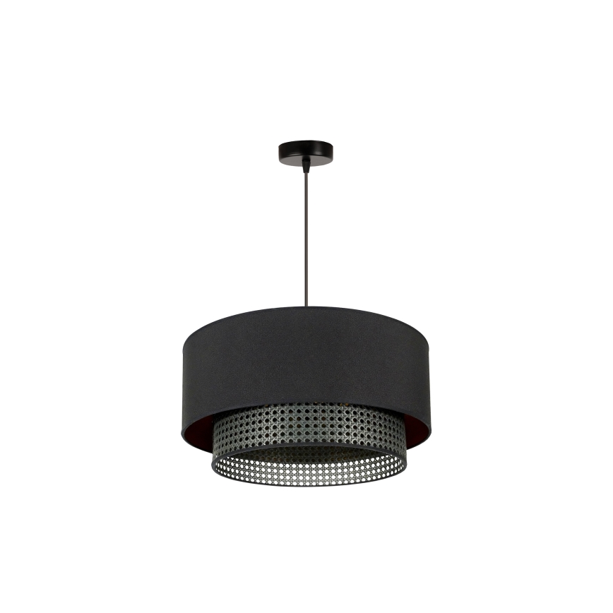 Duolla - Candeeiro suspenso BOHO RATTAN 1xE27/15W/230V diâmetro 45 cm preto