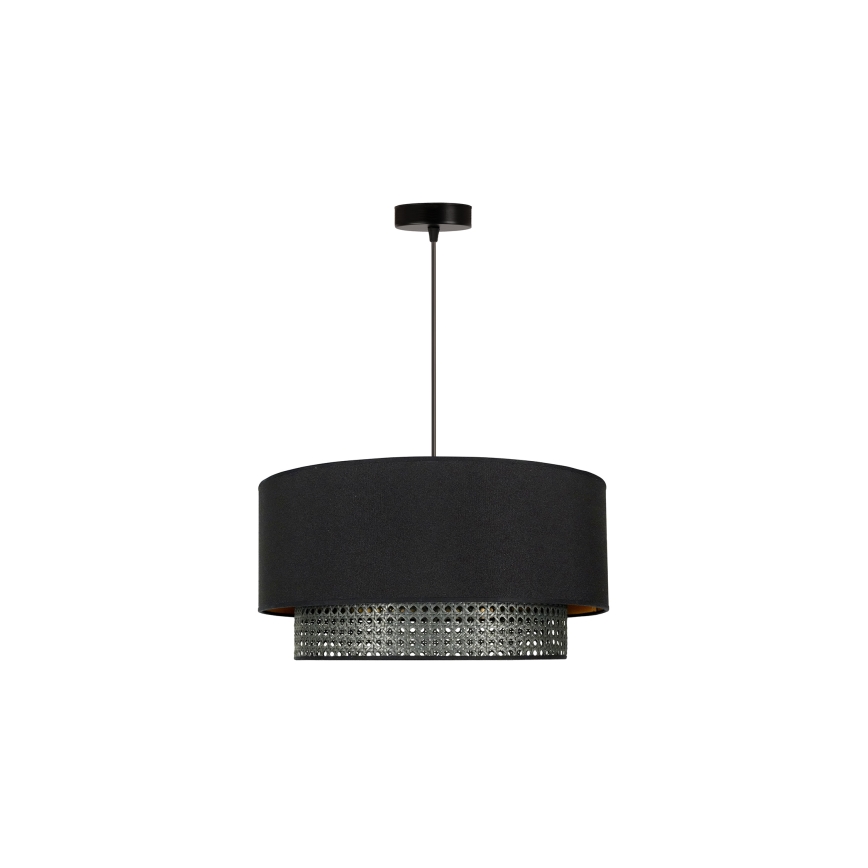 Duolla - Candeeiro suspenso BOHO RATTAN 1xE27/15W/230V diâmetro 45 cm preto