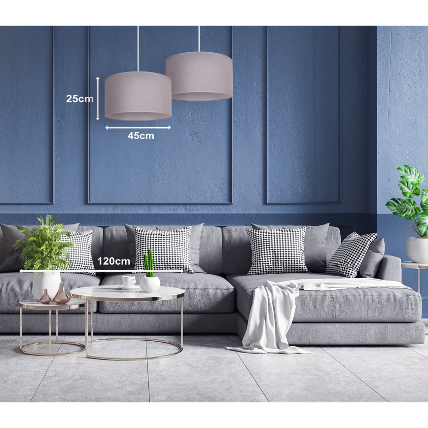 Duolla - Candeeiro suspenso BRISTOL 1xE27/40W/230V diâmetro 45 cm cinzento