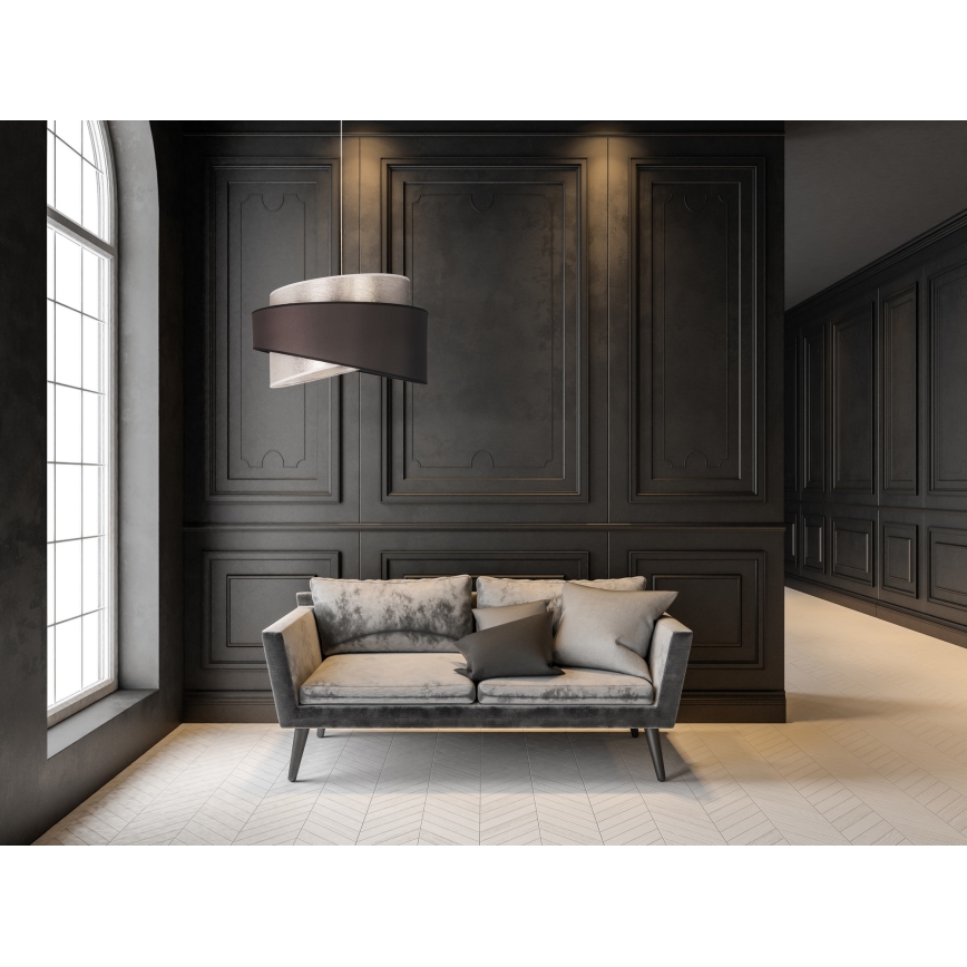 Duolla - Candeeiro suspenso BROOKLYN 1xE27/40W/230V diâmetro 50 cm prateado/preto
