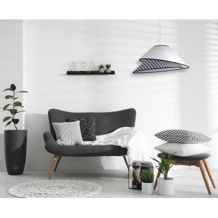 Duolla - Candeeiro suspenso COCO 1xE27/40W/230V diâmetro 50 cm branco/preto