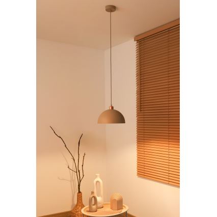 Duolla - Candeeiro suspenso com cabo IRONLINE 1xE27/15W/230V Ø 27 cm bege/cobre