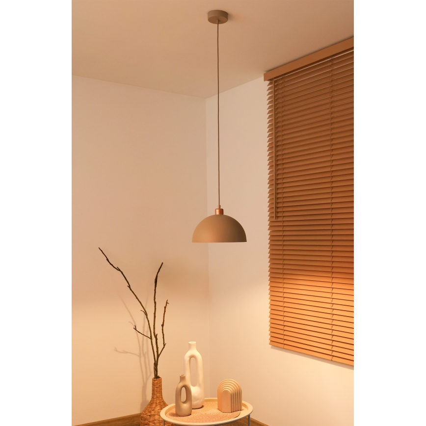 Duolla - Candeeiro suspenso com cabo IRONLINE 1xE27/15W/230V Ø 27 cm bege/cobre