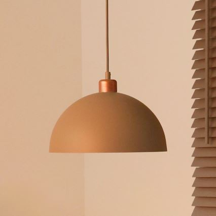 Duolla - Candeeiro suspenso com cabo IRONLINE 1xE27/15W/230V Ø 27 cm bege/cobre