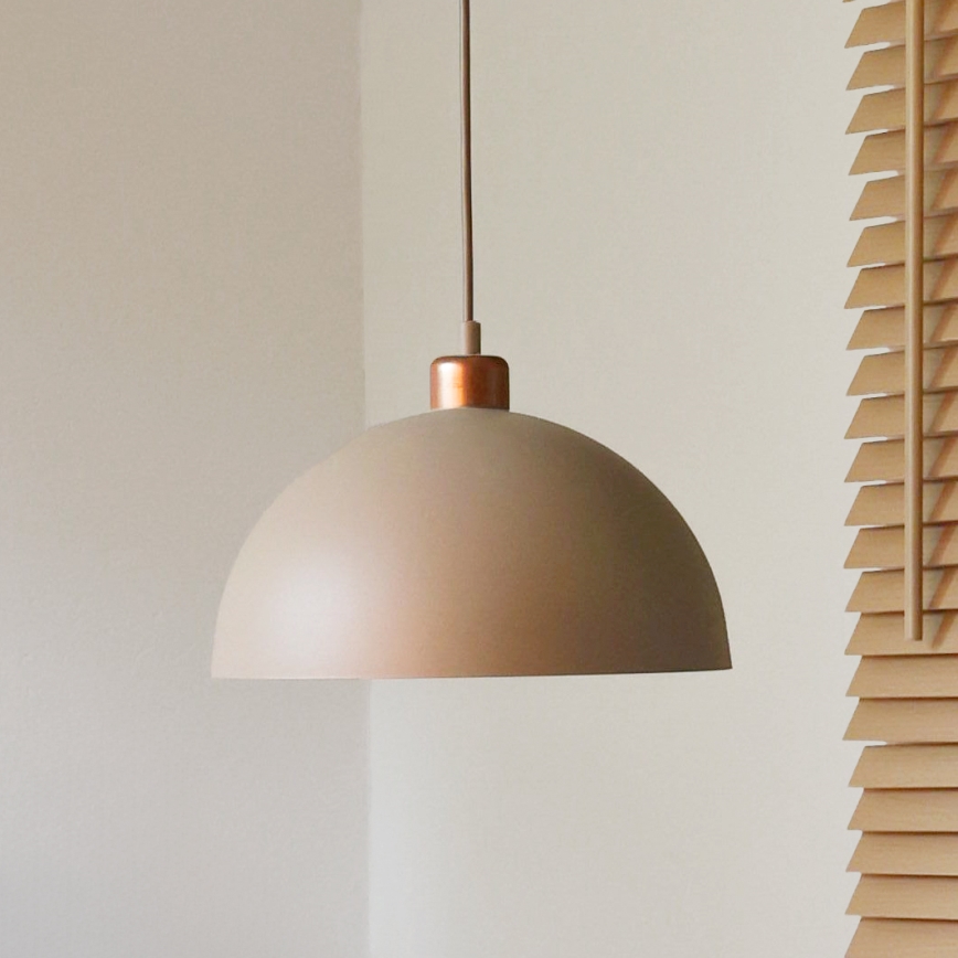 Duolla - Candeeiro suspenso com cabo IRONLINE 1xE27/15W/230V Ø 27 cm bege/cobre