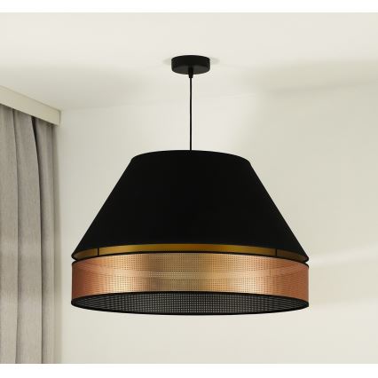 Duolla - Candeeiro suspenso COPPER SHINY 1xE27/15W/230V diâmetro 60 cm preto/cobre