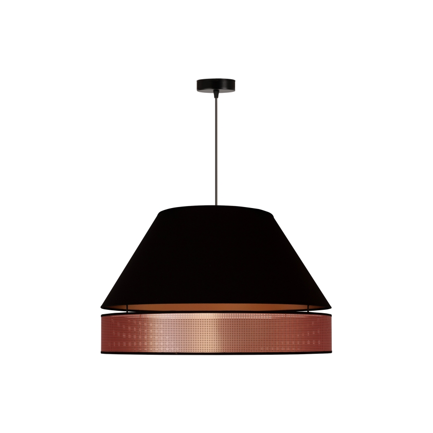 Duolla - Candeeiro suspenso COPPER SHINY 1xE27/15W/230V diâmetro 60 cm preto/cobre